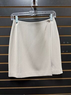 Vintage 90s Preview Collection Taupe mini Wrap Skirt Size 4 Lined